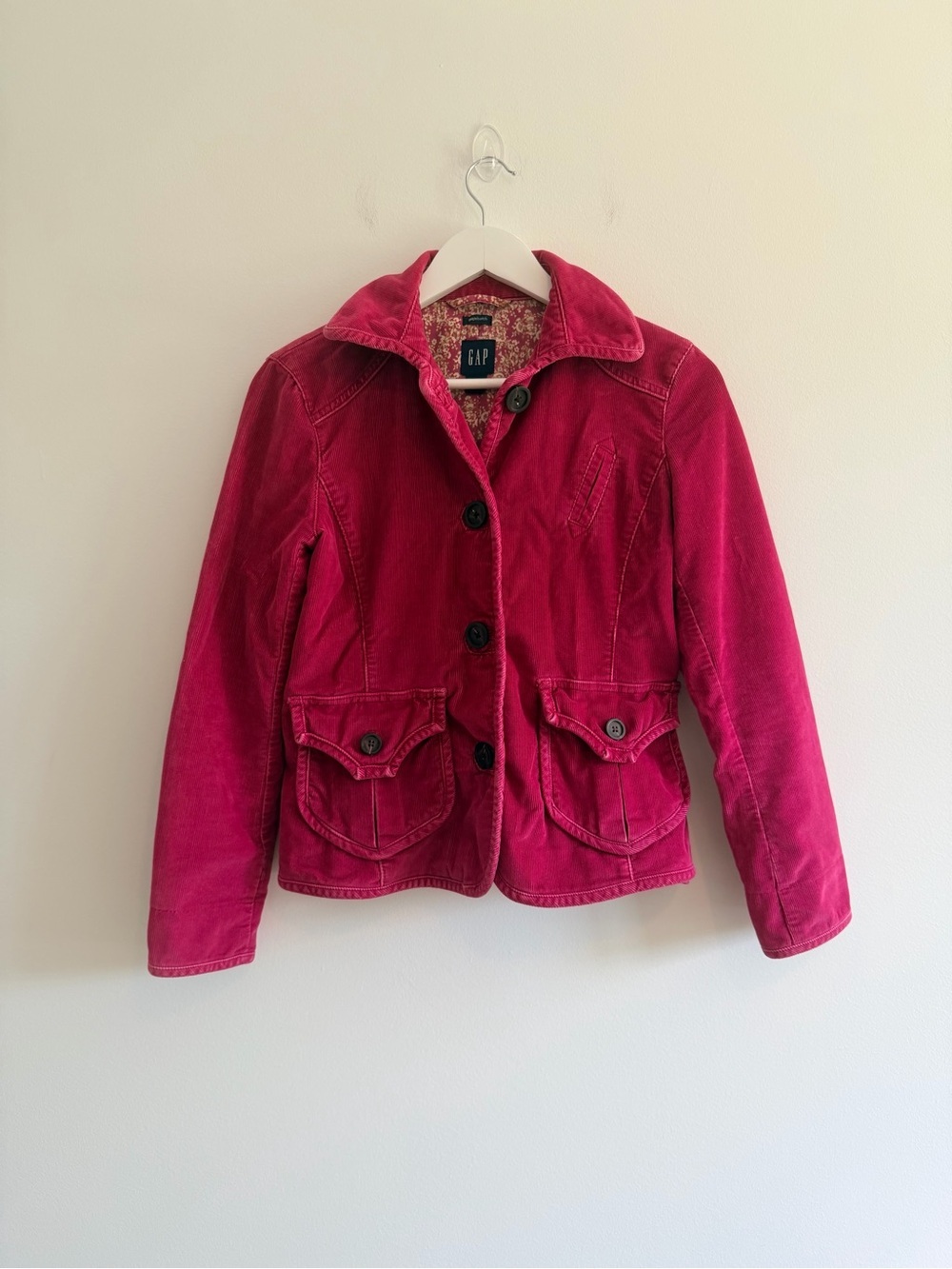 Y2K GAP Women's Pink Corduroy Button-Up Jacket